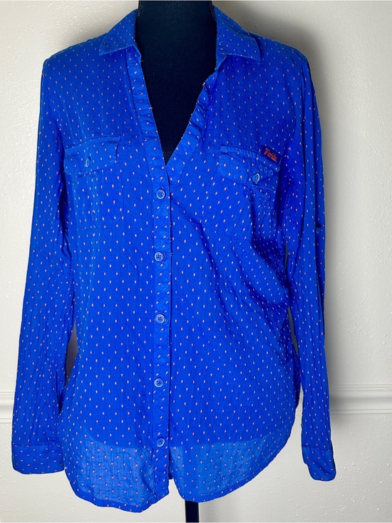 Columbia Sportswear Company Tops - Women's Royal Blue Button-Down Shirt with Subtle Dot Print